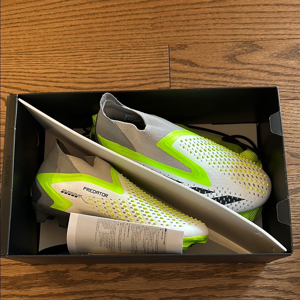 Adidas Predator Soccer Cleats - White and Neon Green